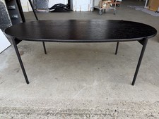 Office Oval Coffee Table Slim Metal Legs Modern Reception Black Unit - 120X60