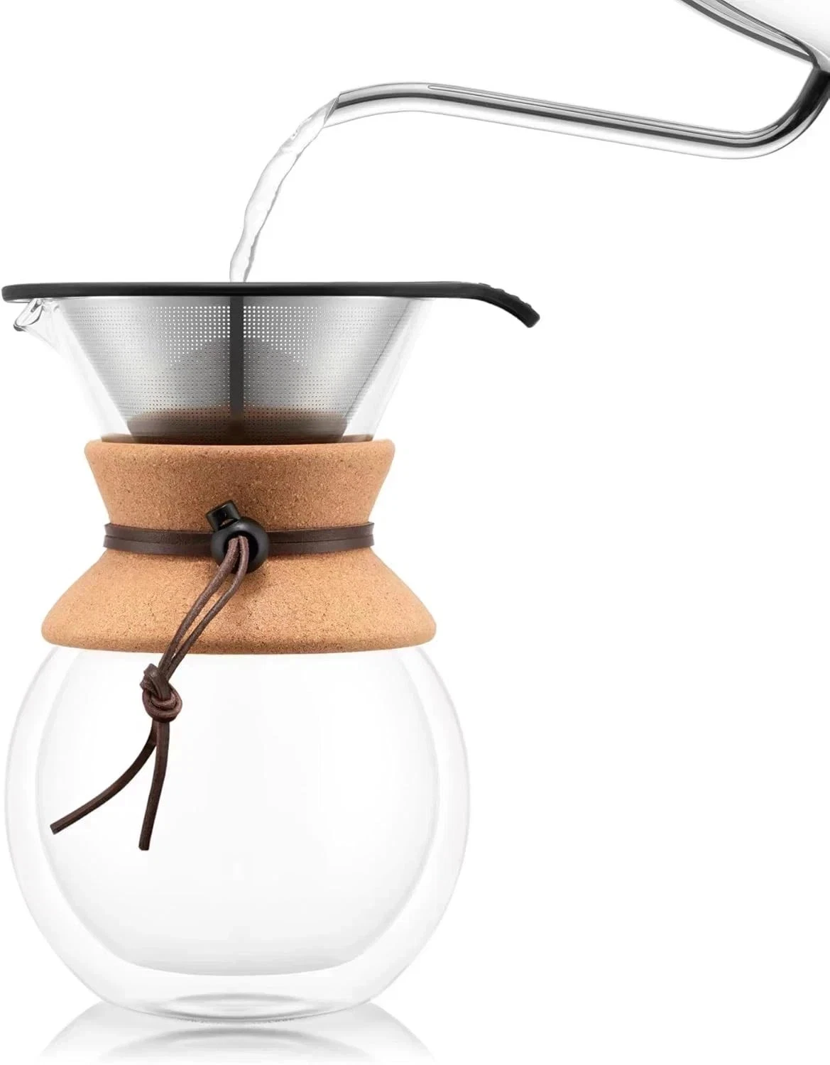 NEW Bodum Pour Over 4 Cup Coffee Maker Perm Reusable Stainless Mesh Filter 17Oz