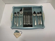 Vintage 50 Pc Oneida Ember Glow Stainless Flatware Oneidacraft Deluxe w/Tray