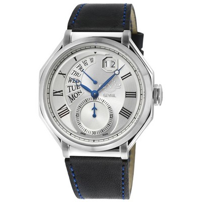 GV2 by Gevril Men's 42420 Marchese Blue Leather Day/Date Swiss Quartz Watch