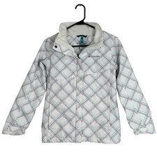 Columbia Omni Tech Interchange White Teal Plaid Softshell Jacket Girl's Medium