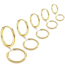ONESING 5 Pairs Small Hoop Earrings for Women Stainless Steel Hinged Huggie H...