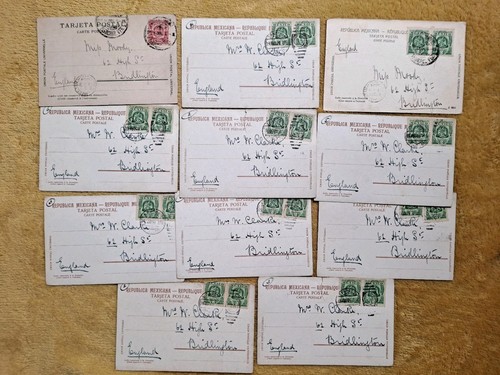 1909 Mexico Veracruz Lot x11 Postally Used W Clarke Bridlington Yorkshire B - Picture 3 of 3