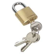 Image of Sealey Brass Body Padlock 30mm Padlocks Security Business & Home DIY Tools