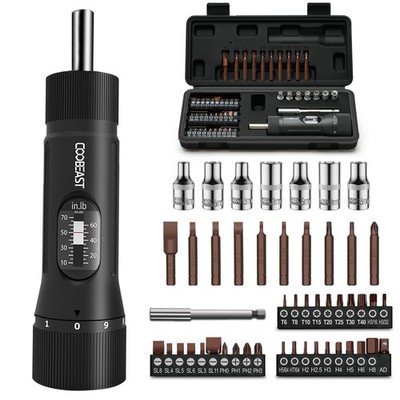 49 Pcs Torque Screwdriver Set, 10-70 in-lb, S2 Bits & Sockets, Bike Repair Tools