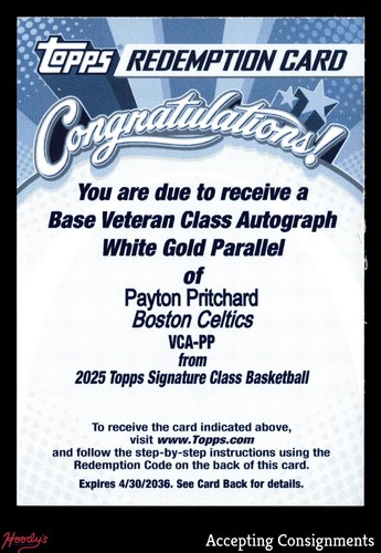 2025 Topps Signature Payton Pritchard White Gold (RAW)