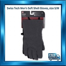 Swiss Tech Mens Soft Shell Gloves Size S/M Waterproof Touchscreen Winter Slate