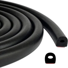 D Shape EPDM Foam Rubber Seal with Tape, Self-Adhesive Rubber Weather Stripping