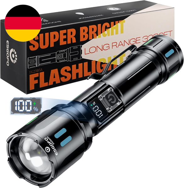 Esgofo Taschenlampe Led Aufladbar Extrem Hell 1000000 Lumens,Sehr Helle Lang Anh-image