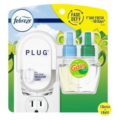 Febreze Plug In Air Freshener, Odor-Fighting Oil Kit, Gain Original