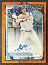 2024 Bowman Draft Gage Miller Chrome Auto Orange Wave Refractor /25 1st Prospect