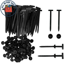 Automotive Nylon Cable Tie Fastener Kit - 100 Heavy-Duty Zip Tie Clips