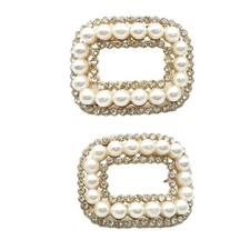 1 Paar Faux Pearl Schuhschnalle Schuhclips f&uuml;r Hochzeitsfeier Schuhdekoration