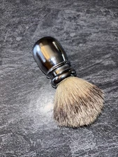 Antique Shaving Brush Metal Handle Unmarked LOC AA