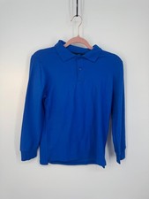 NWT Wonder Nation Long Sleeve Pique Polo Shirt Boys L Royal Blue School Uniform