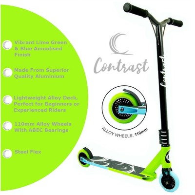 Stunt Scooter Contrast Zone Swirl Lime Green & Teal Blue Kinder Kids