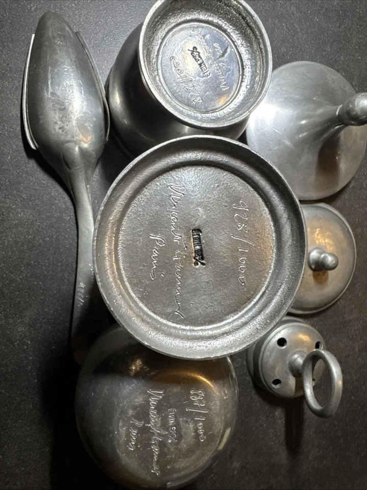 Lot Etain Signé Vincent Gamiel Paris - Photo 2/4