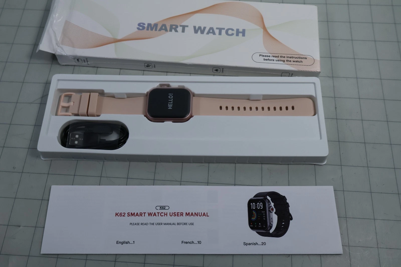 K62 Smart Watch Bluetooth Calling / Fitness Tracker Heartrate Monitor Pink NEW