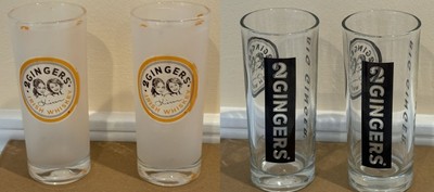 4 Total Glasses- 2 Gingers Irish Whiskey, 2 each Clear and Frosted
