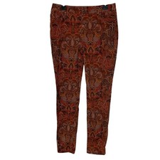 Chico's Platinum Jegging Jeans Womens 1 Brown Paisley Stretch Mid Rise Denim