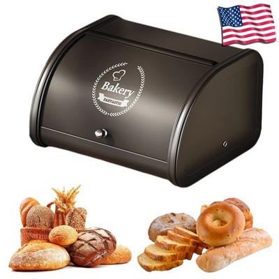 Modern Metal Bread Box Large Capacity for Kitchen Counters Organizer (Black)