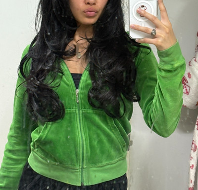 lime kelly green velour juicy couture tracksuit zip up jacket