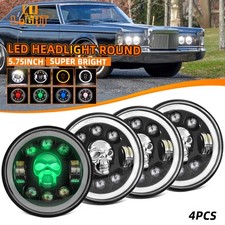 4PCS 5-3/4" 5.75" LED Headlights Hi/Lo RGB Skull For Lincoln Continental Mark VI