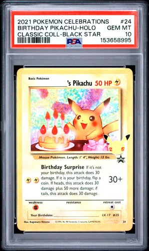 2021 POKEMON CELEBRATIONS CLASSIC COLLECTION #24 BIRTHDAY PIKACHU-HOLO PSA 10
