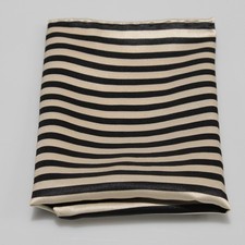 NWOT Silk Pocket Square Gold Black Stripes Made in Italy By Italo Ferretti