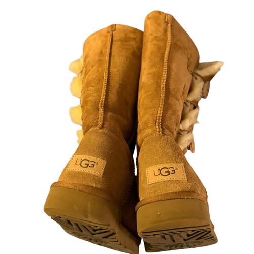 UGG Bailey Button Triplet Chestnut Color Suede Sheepskin Tall Boots Size 7 US - Picture 8 of 8