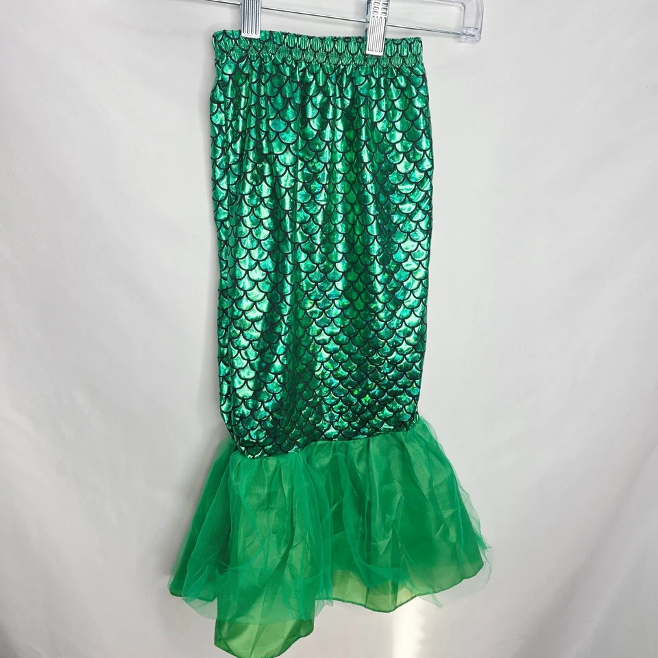 Roupa de banho fantasia peruca varinha 1,5-2 anos meninas princesa sereia verde - Imagem 2 de 4