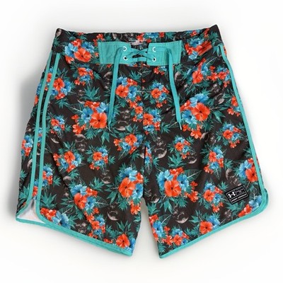 Under Armour Board Shorts Men s 34 Loose Fit Tropical Hawaiian Swim Trunks Surf