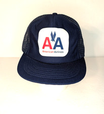 Vintage American Airlines Snapback Hat Made in USA Aviation Airplane 80s - READ