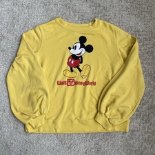 Walt Disney World Mickey Mouse Light Yellow Sweatshirt Women's Size M READ 