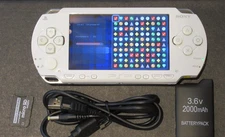 PSP 1000 Ceramic White w/ Ark-4 USB power/data HQ battery 64gb Sandisk tested