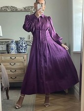 Aje Ephemera Lace Up Shirt Dress Size AU 10 / US 6 Purple Midi Long Sleeve