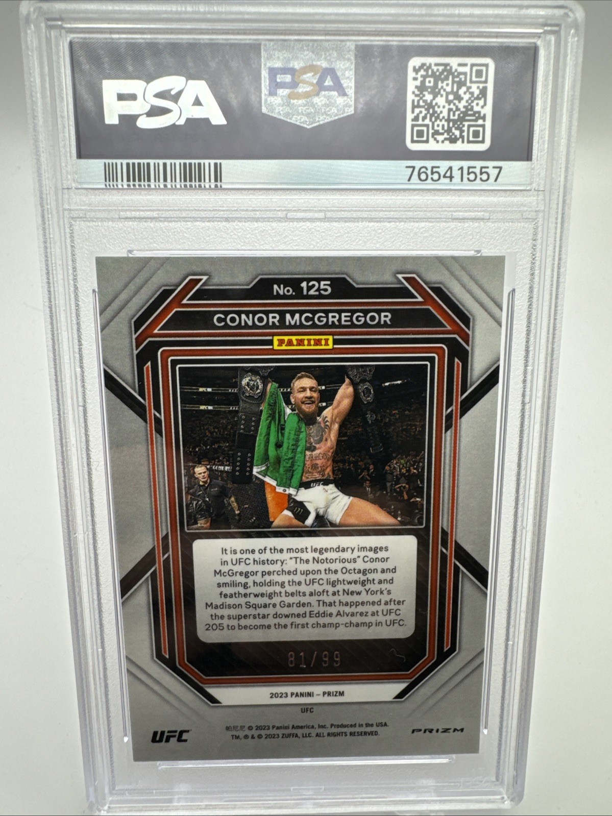 Conor Mcgregor 2023 Prizm Orange 81/99 PSA-10 UFC - S-41 view 2