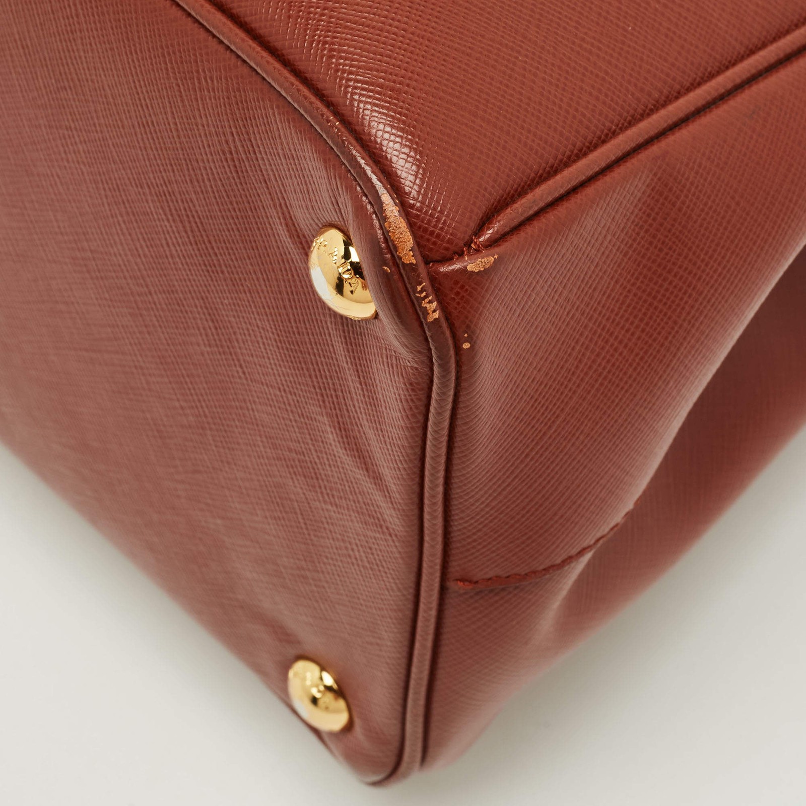 Prada Brick Brown Saffiano Lux Leather Parabole Tote thumbnail 6