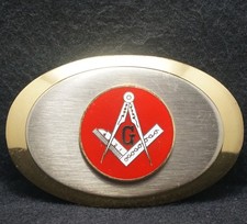 XE19114 AWESOME VINTAGE 1981  MASONIC SYMBOL  ORGANIZATION MENS BELT BUCKLE