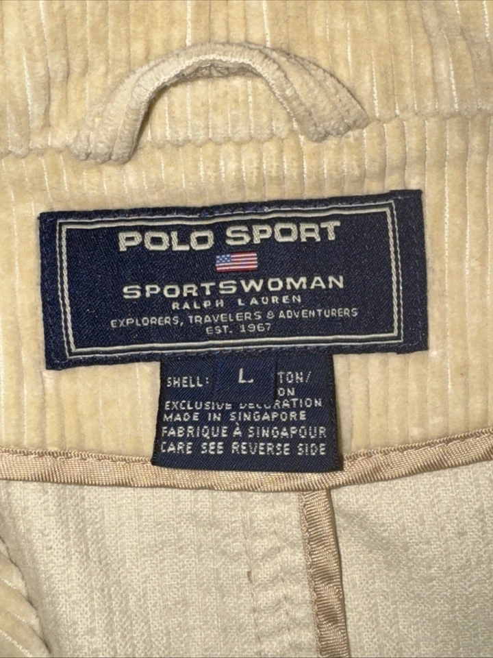 Blazer de Courderoy Vintage Años 70 Polo Sport RL Para Mujer Grande Tostado, Parches de Cuero en el Codo Foto 2 de 4