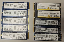 Lot of 10 Mixed 128GB PCIe NVMe M.2 SSD Win11 Pre-Loaded Kingston Apacer Forsee