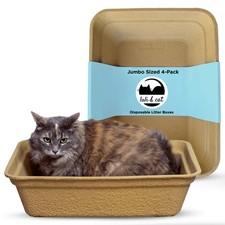 Luli  Cat Jumbo Disposable Litter Boxes 4 Pack - Water Resistant, Easy Clean