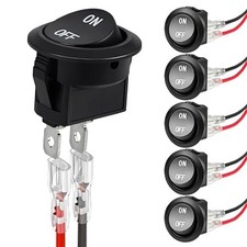 5Pcs 12V Round Rocker Switch ON Off AC 6A/250V 10A/125V SPST 2 Pin 2 Position 12