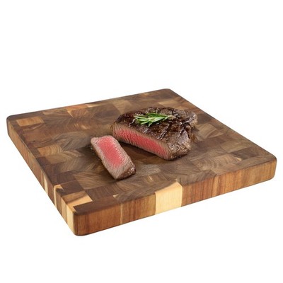 MegaChef 13.75'' Acacia Wood Cutting Board Thick Square Durable Chopping Block