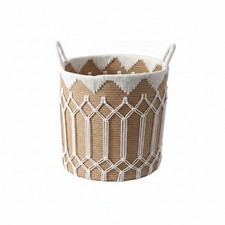Gewebter W&auml;schekorb Handgewebt Makramee Aufbewahrungseimer Boho f&uuml;r Schlafzimmer, Wohnzimmer