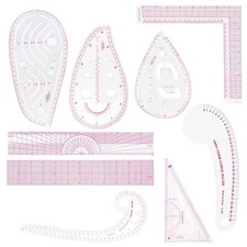 9 Styles Clear Metric Sewing Ruler Set, Plastic Sew French Curve Ruler for De...