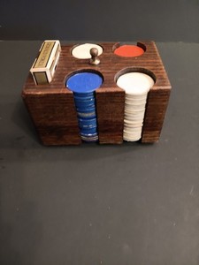 1930s Vintage Wooden Poker Chip Holder Caddy Includes Over 100Non-plastic Chips