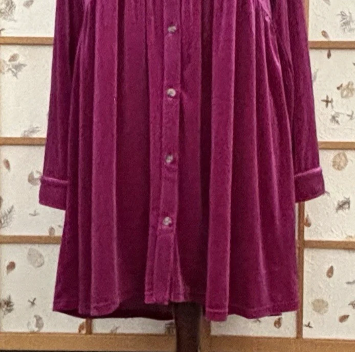 Jodifl 天鹅绒连衣裙女式大号粉色纽扣婴儿娃娃束腰波西米亚仙女新品 — 第 3/4 张图片