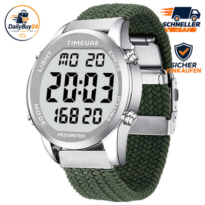 Schrittzähler-Uhr Digitalanzeige für Männer Senioren Fitness Armbanduhr