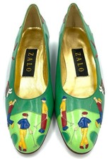 RARE VTG Zalo Leather Multicolored Patchwork Golf Shoes SZ 6M Loafers Spain NEW